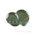 Reactive glazed stoneware dinner set in Green